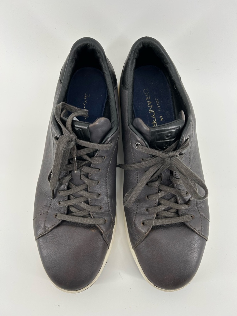 Cole Haan Gray Leather Low-Top Sneakers with White Sole - Picture 3 of 7